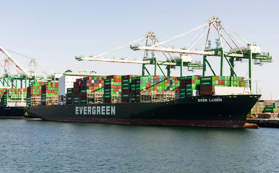 Container ship berthed at a US port